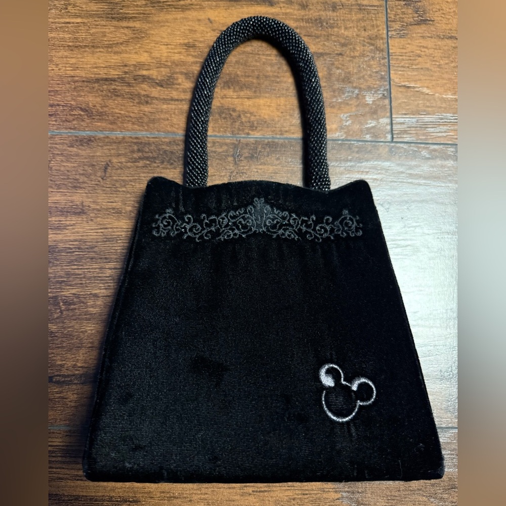 Disney Store Limited Edition Minnie Mouse Elegant Black Velvet Tote Bag Like New